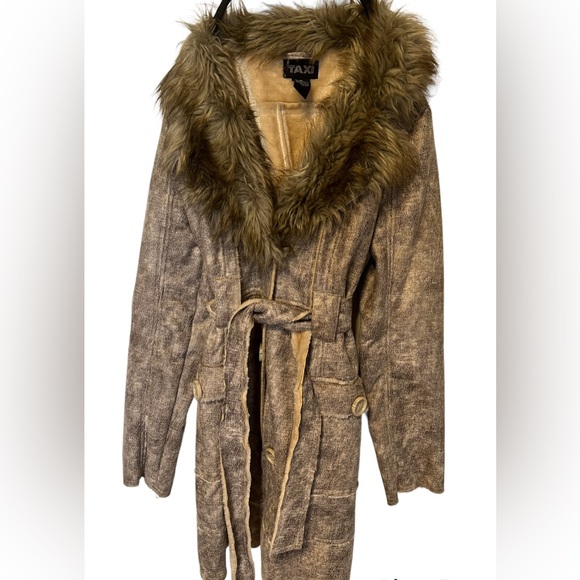 Taxi Jackets & Blazers - Taxi Vintage Marled Brown Faux Fur Lined Penny Lane Coat/Jacket Women’s Sz  M